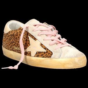 NEW! GOLDEN GOOSE SUPER-STAR MACULATED BROWN&IVORY CHEETAH SUEDE SNEAKERS
